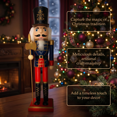 Navy Coat Halberd Guard Christmas Wooden Nutcracker 15 in by Wizardi F07M6-11 Blue