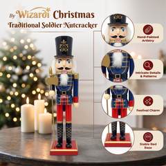 Navy Coat Halberd Guard Christmas Wooden Nutcracker 15 in by Wizardi F07M6-11 Blue