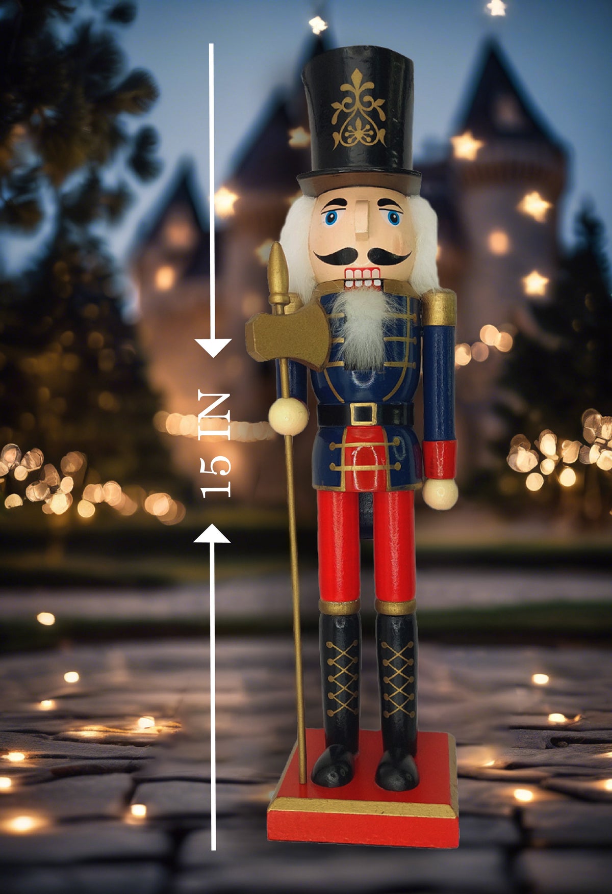 Navy Coat Halberd Guard Christmas Wooden Nutcracker 15 in by Wizardi F07M6-11 Blue
