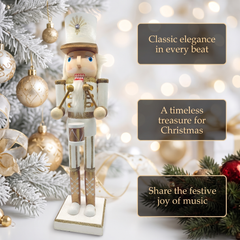 Winter White and Gold Drummer Christmas Wooden Nutcracker 15 in by Wizardi F07M6-12A