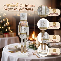 Winter White and Gold Swordsman Christmas Wooden Nutcracker 15 in by Wizardi F07M6-12C