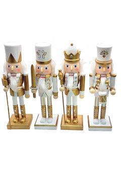 White and Gold Drummer Christmas Wooden Nutcracker 10 in by Wizardi F07M6-14C