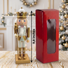 White and Gold King Christmas Wooden Nutcracker 10 in by Wizardi F07M6-14B