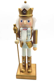 White and Gold King Christmas Wooden Nutcracker 10 in by Wizardi F07M6-14B