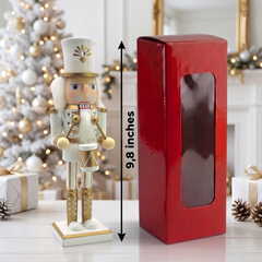 White and Gold Drummer Christmas Wooden Nutcracker 10 in by Wizardi F07M6-14C