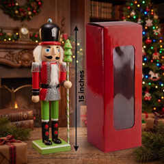 Toy Soldier with Christmas Tree Staff Christmas Wooden Nutcracker 15 in by Wizardi F07M6-1C