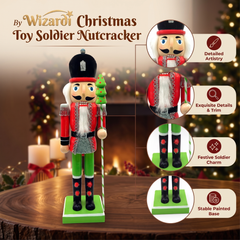 Toy Soldier with Christmas Tree Staff Christmas Wooden Nutcracker 15 in by Wizardi F07M6-1C