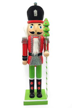 Toy Soldier with Christmas Tree Staff Christmas Wooden Nutcracker 15 in by Wizardi F07M6-1C