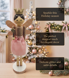 Pink Sugar Plum Fairy Christmas Wooden Nutcracker Figurine 12 in by Wizardi F07M6-2 Pink
