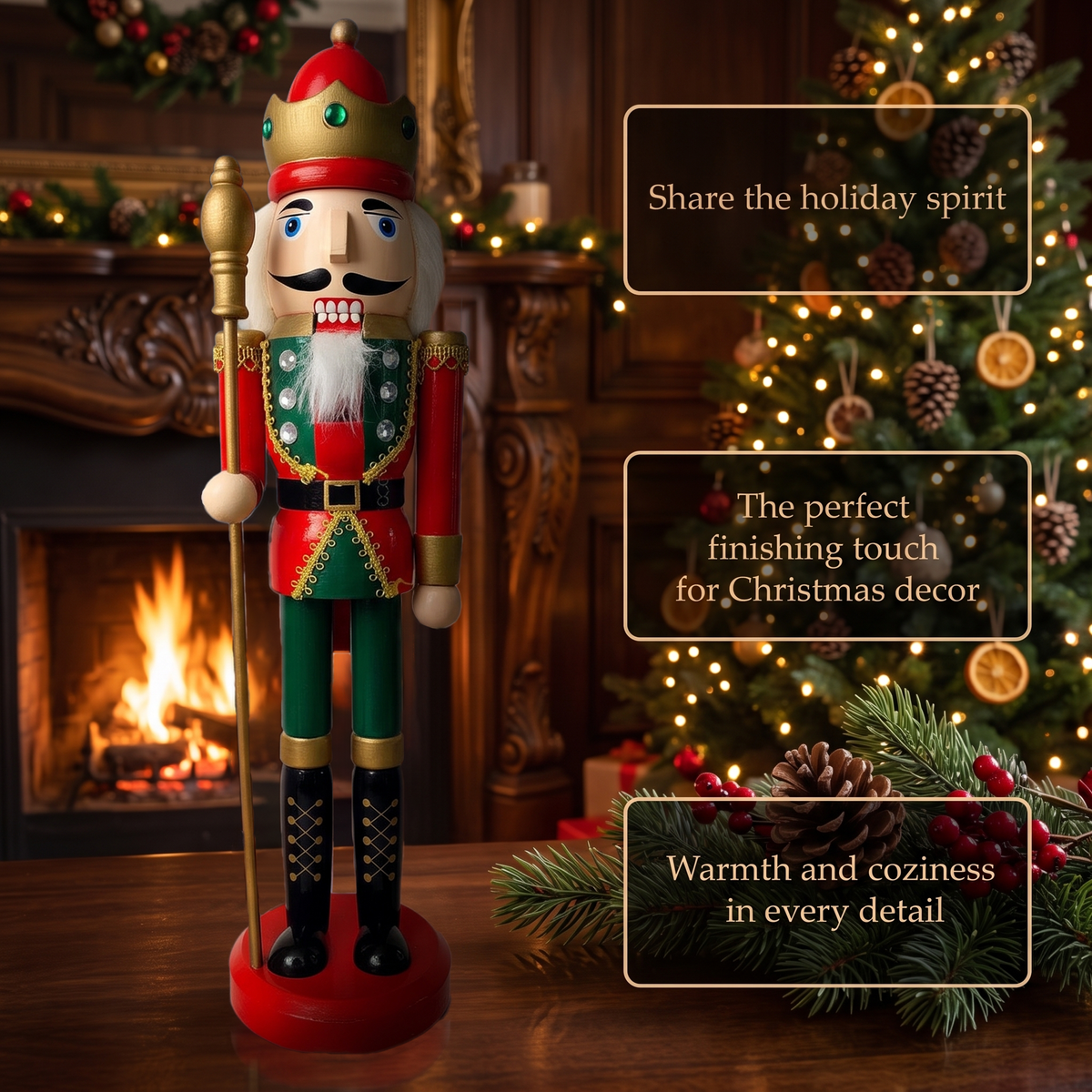 Royal King with Gold Scepter Christmas Wooden Nutcracker 15 in by Wizardi F07M6-3C