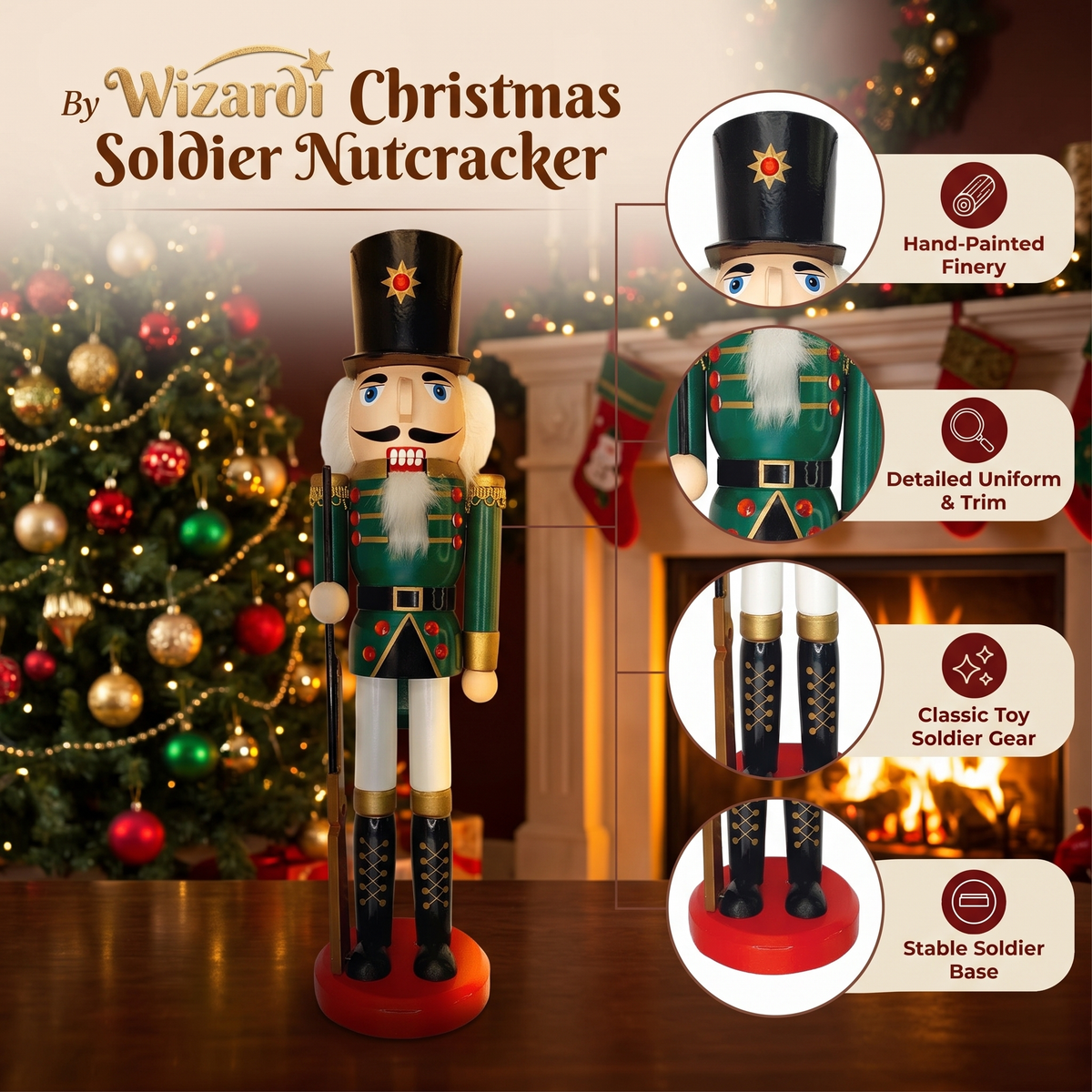Imperial Guard with Rifle Christmas Wooden Nutcracker 15 in by Wizardi F07M6-3D