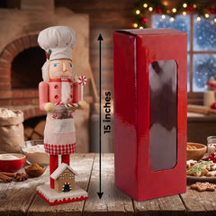 Pink Gingerbread Chef Christmas Wooden Nutcracker 15 in by Wizardi F07M6-5