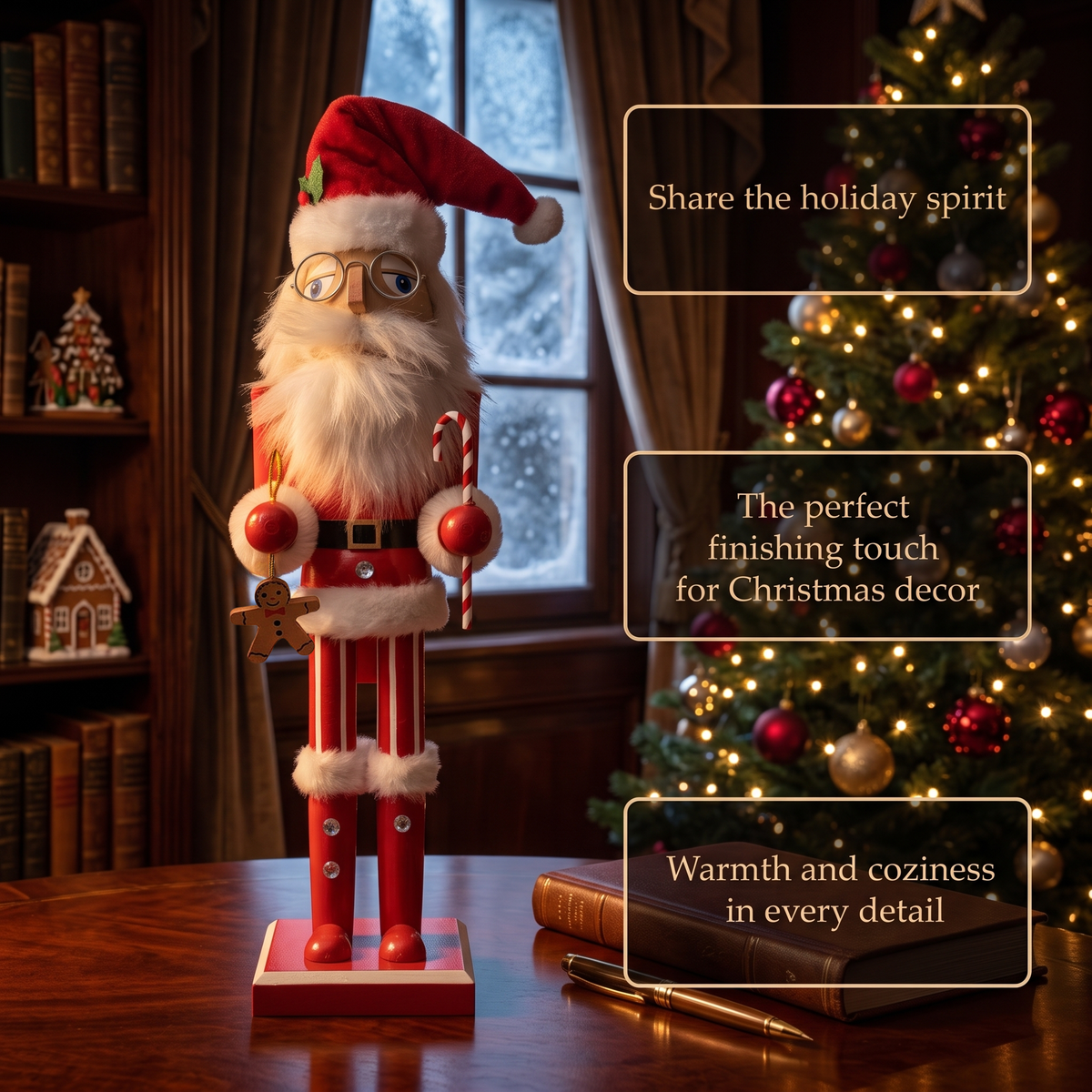 Santa Claus with Glasses Christmas Wooden Nutcracker 15 in by Wizardi F07M6-6