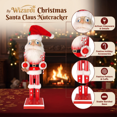 Santa Claus with Glasses Christmas Wooden Nutcracker 15 in by Wizardi F07M6-6