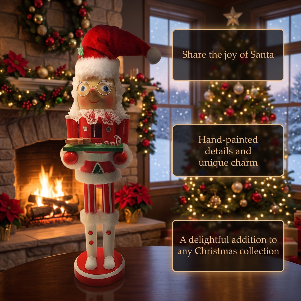 Mrs. Claus with Treat Tray Christmas Wooden Nutcracker 15 in by Wizardi F07M6-6 Gnom