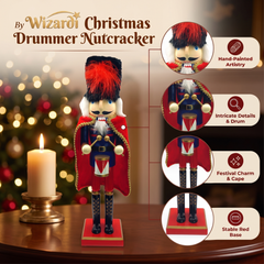 Royal Drummer with Velvet Cape Christmas Wooden Nutcracker 15 in by Wizardi F07M6-8A