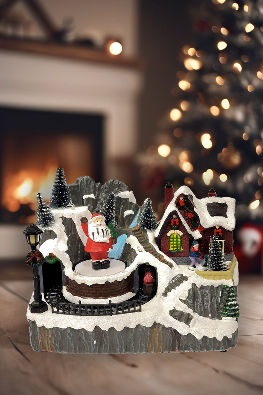 Winter Train Scene with Santa - Christmas Village Collection by Wizardi F07N5-11A