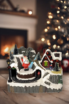 Winter Train Scene with Santa - Christmas Village Collection by Wizardi F07N5-11A