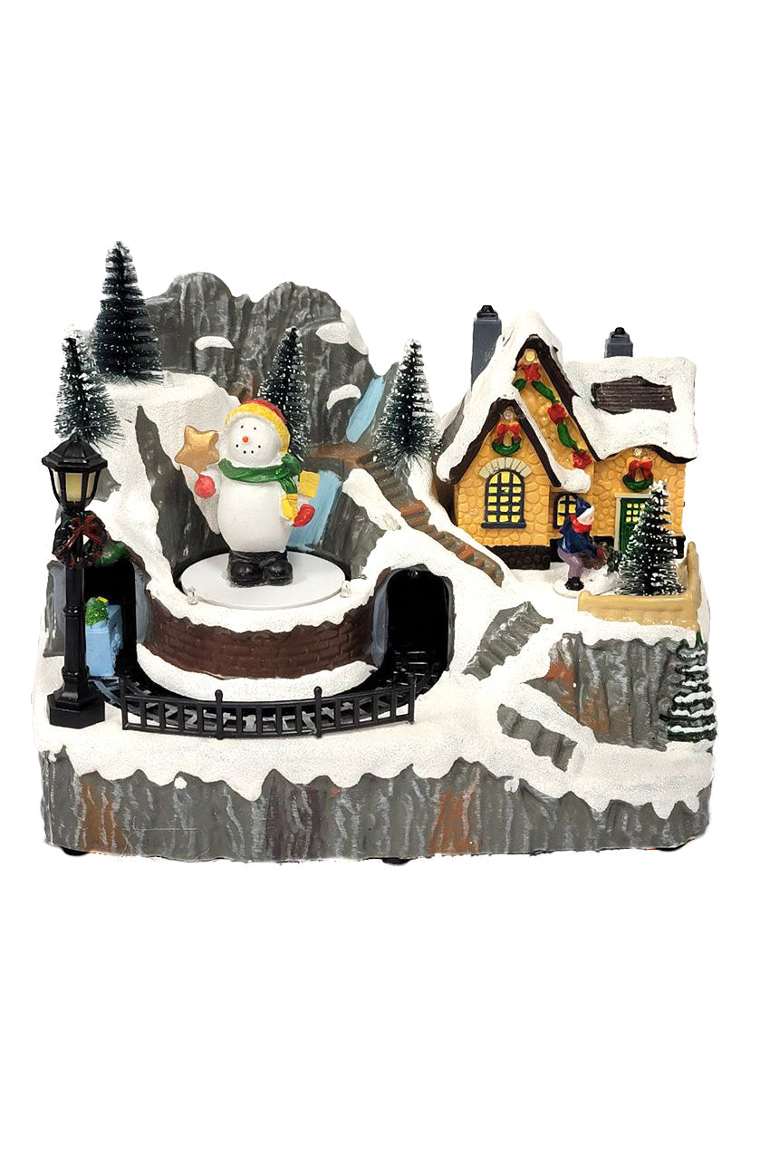Train Scene with Snowman - Christmas Village Collection