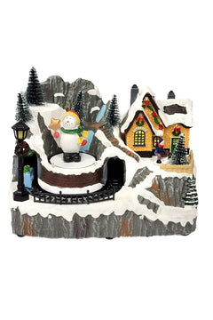 Train Scene with Snowman - Christmas Village Collection