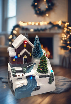 Snowy Hilltop House - Christmas Village Collection by Wizardi F07N5-6C