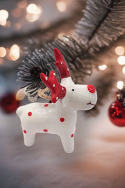 Christmas Ceramic Ornament - Red-nosed Reindeer by Wizardi F07N7-25