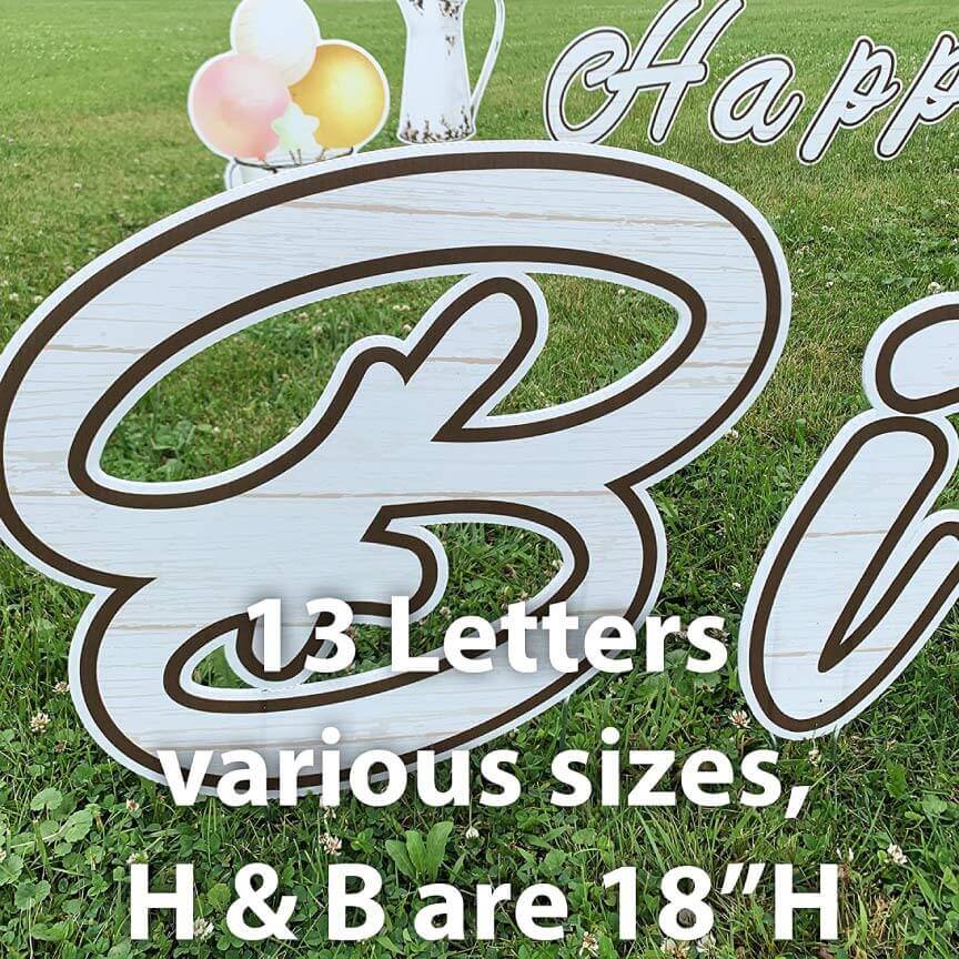 Farmhouse Happy Birthday Yard Cards 20 piece set - 10 EZ Stakes, 30 Short Stakes