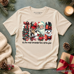 Kids It's Most Wonderful Time Of The Year T-Shirt, Reindeer, Santa, Snowman Vintage Youth Tee for Christmas