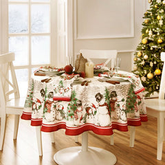 Geometric Round Christmas Tablecloth
