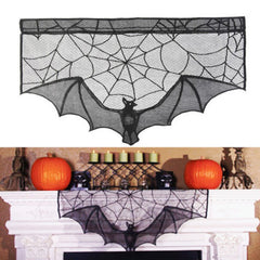Bat and Spiderweb Halloween Curtain
