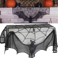Bat and Spiderweb Halloween Curtain