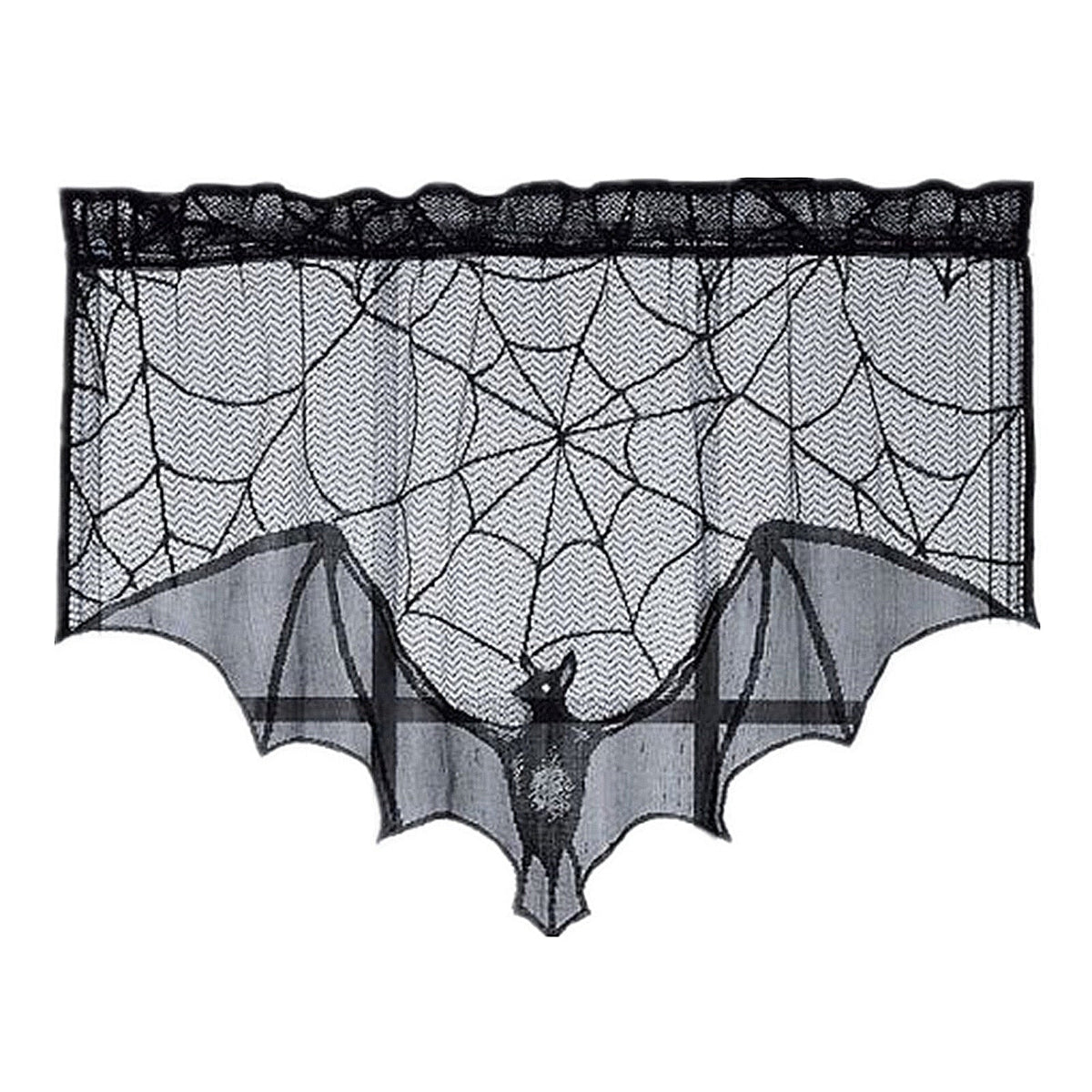 Bat and Spiderweb Halloween Curtain