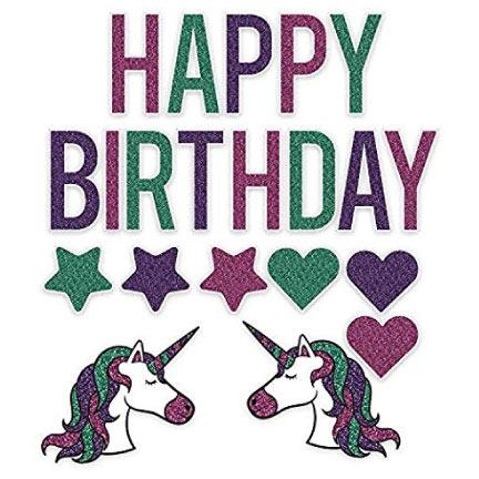 Happy Birthday Unicorn Themed Yard Card Letters and Decorations 21 piece set