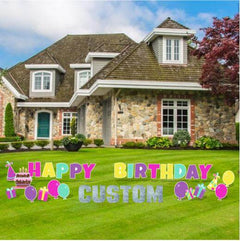 Custom Pink Happy Birthday Deluxe Yard Card Letters Package