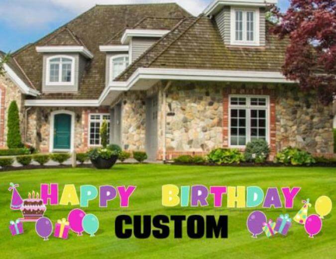 Custom Pink Happy Birthday Deluxe Yard Card Letters Package