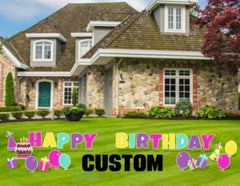 Custom Pink Happy Birthday Deluxe Yard Card Letters Package
