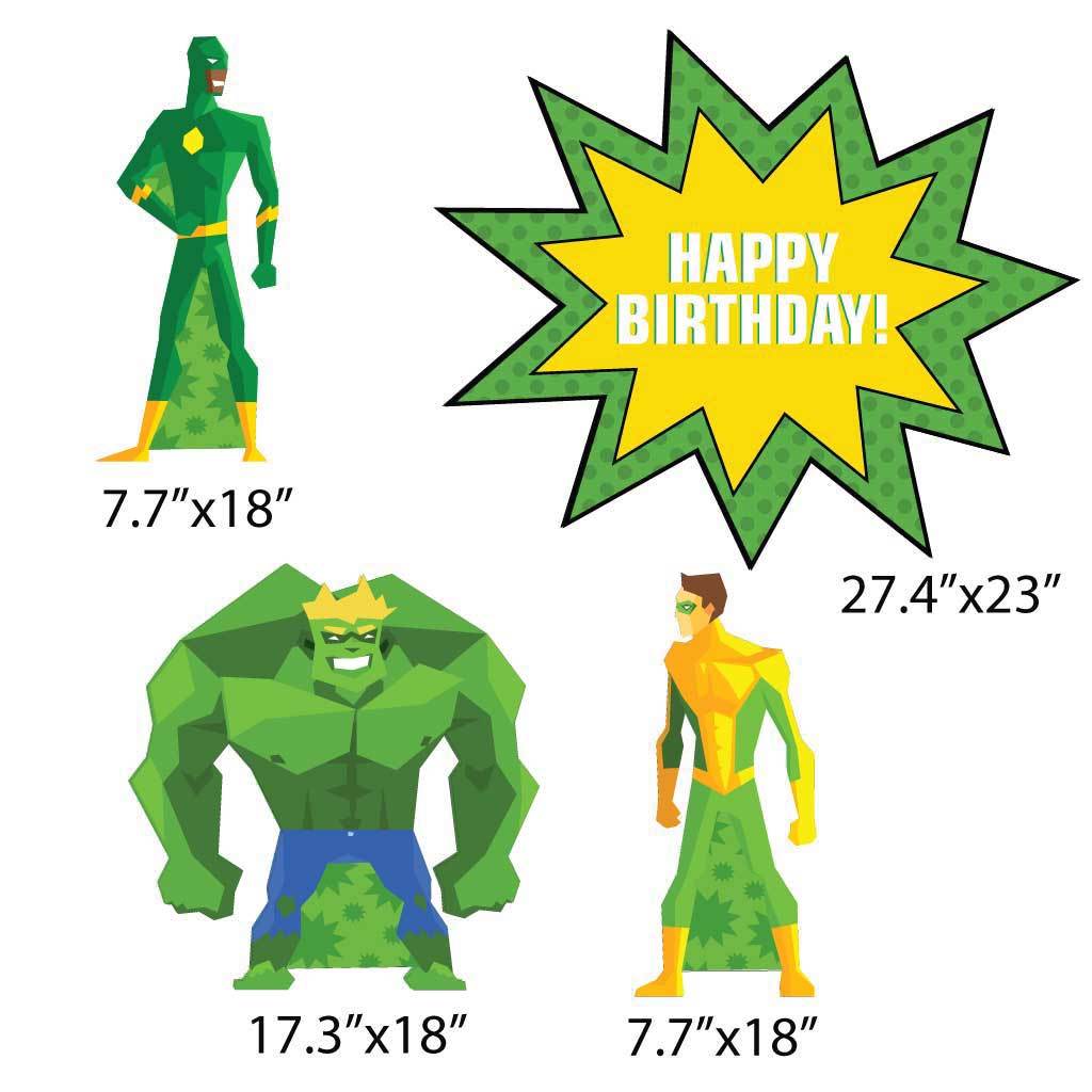 Happy Birthday Super Hero Yard Decoration 4 piece set