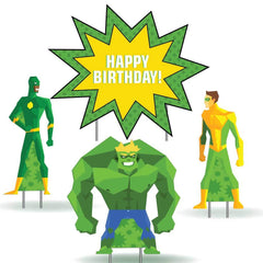 Happy Birthday Super Hero Yard Decoration 4 piece set