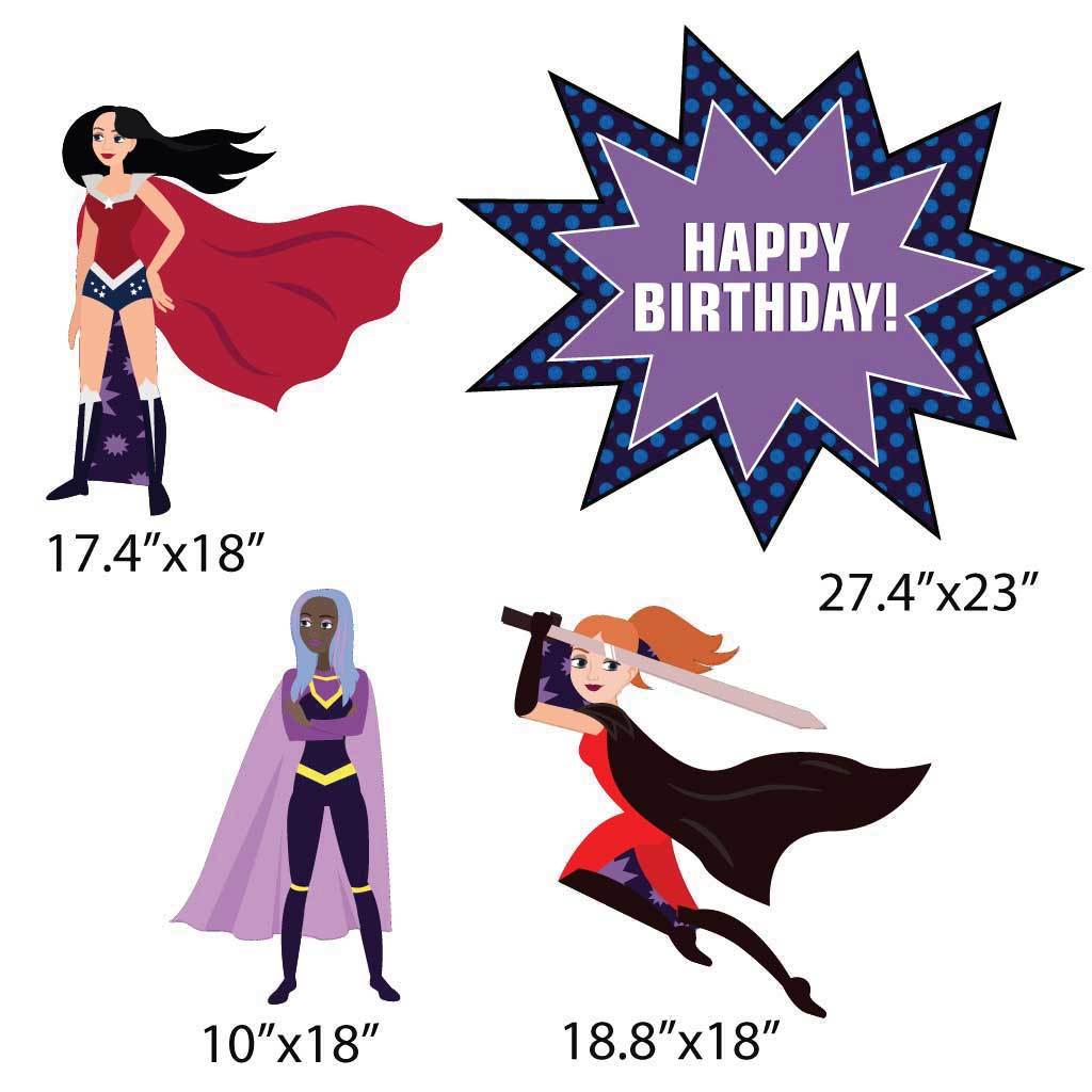 Happy Birthday Heroines Yard Decoration 4 piece set