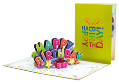 Happy Birthday Pop Up Card (Neon Green)
