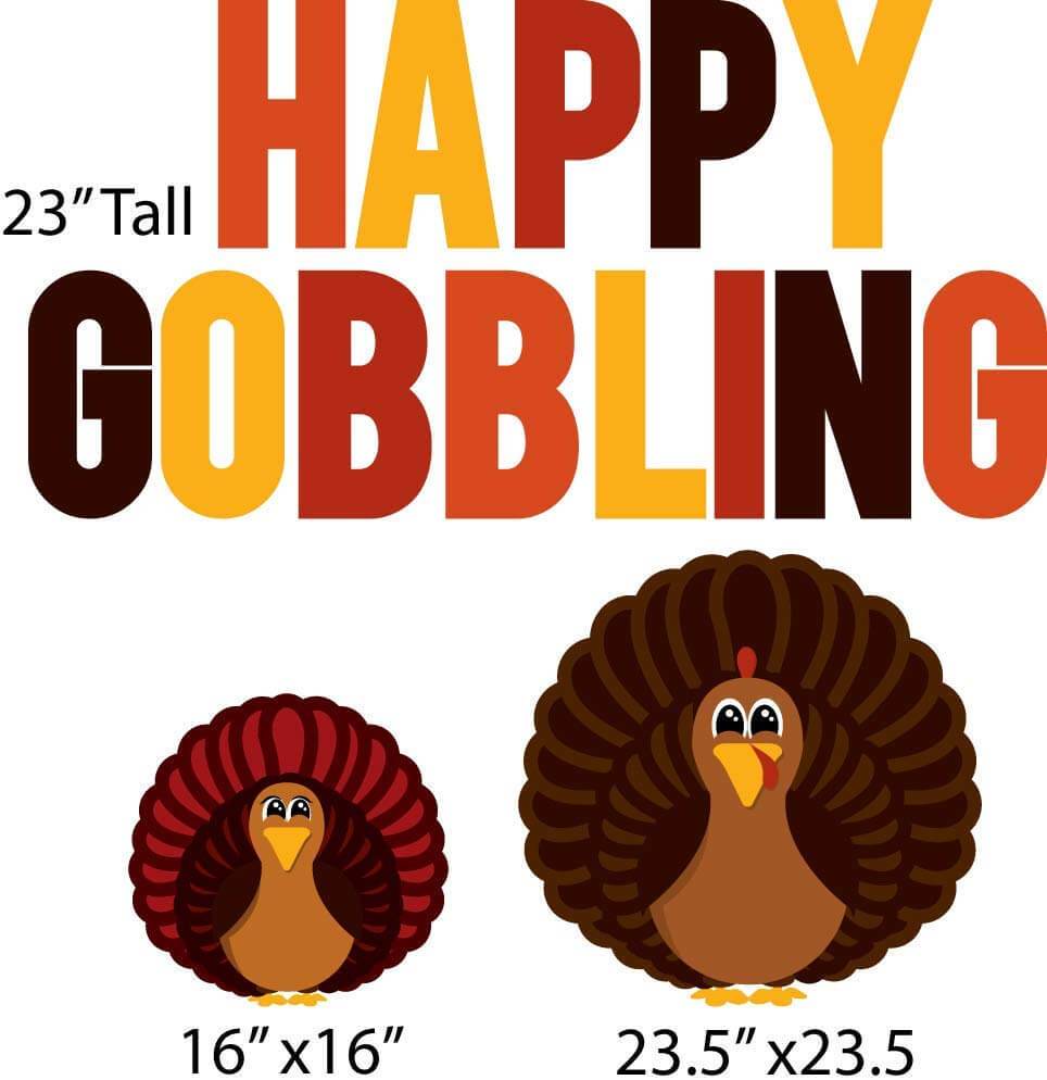 Happy Gobbling Thanksgiving Yard Card Letters 15 piece set