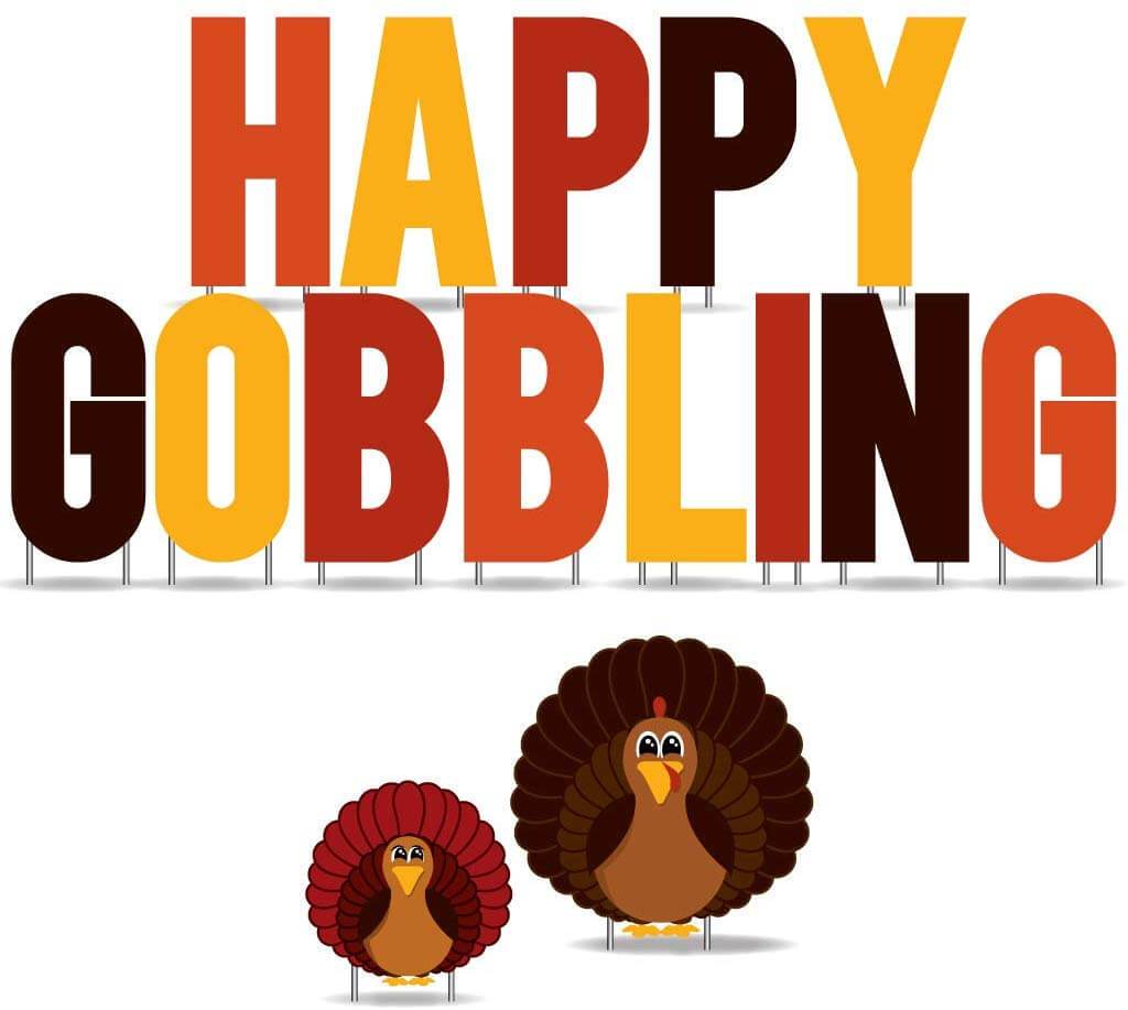 Happy Gobbling Thanksgiving Yard Card Letters 15 piece set