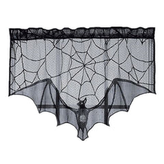 Bat and Spiderweb Halloween Curtain