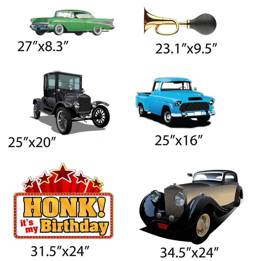 Honk it's my Birthday Classic Car Yard Decoration 6 pc Set