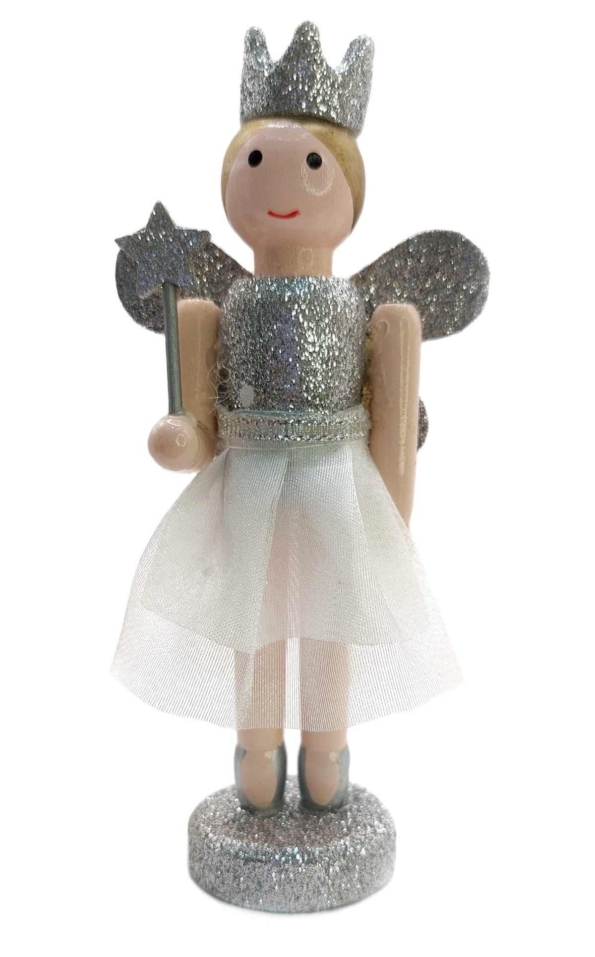 Gold White and Silver Fairy Christmas Wooden Nutcracker Figurines 5 in Set of 3 by Wizardi F07M14-13-N01657