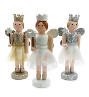 Gold White and Silver Fairy Christmas Wooden Nutcracker Figurines 5 in Set of 3 by Wizardi F07M14-13-N01657