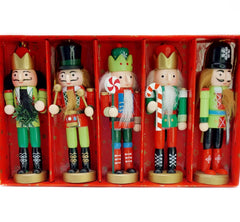 Candy Cane and Wreath Christmas Wooden Nutcracker Ornaments 5 in Set of 5 by Wizardi F07M14-15-N01626