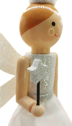 White Fairy Princess Christmas Wooden Nutcracker Figurine 12 in by Wizardi F07M6-2 White