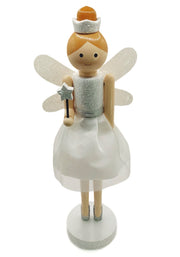 White Fairy Princess Christmas Wooden Nutcracker Figurine 12 in by Wizardi F07M6-2 White