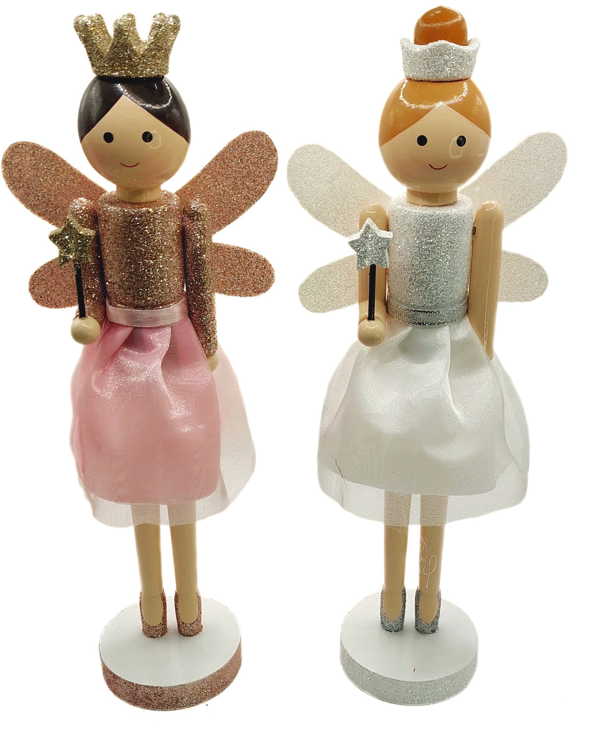 White Fairy Princess Christmas Wooden Nutcracker Figurine 12 in by Wizardi F07M6-2 White